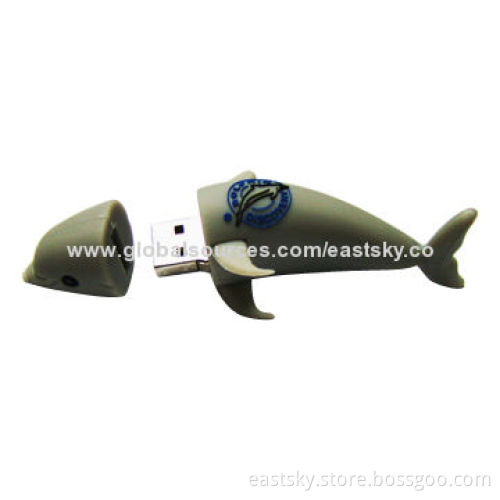 Custom Dolphin-shaped Thumb Drive, Made of Soft PVC Material, OEM Orders are WelcomeNew